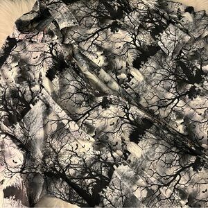 Vintage 90s/Y2K Goth Cemetery Bats AOP Button Up 100% Cotton